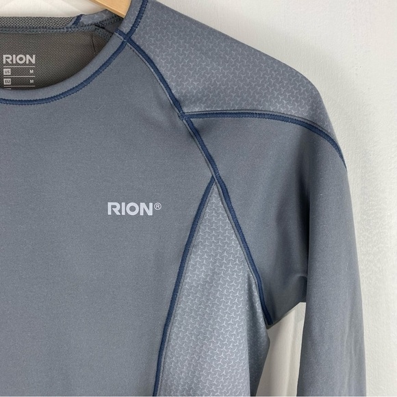Rion Men's‎ Stretchy Compression Long Sleeve Shirt Top Gray Size Medium (NWT) - Picture 2 of 7
